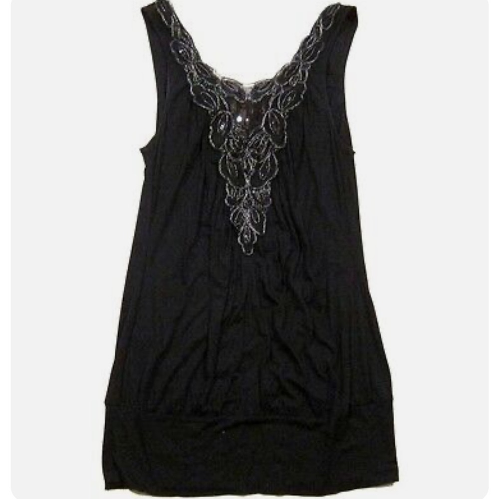 Urban Outfitters Lux Banded Tunic Top / Mini Dress Tank Top Sequin Chest sz M